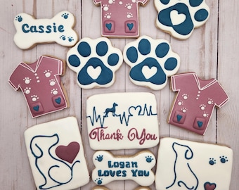 Veterinary cookies, Thank you vet cookies, Dog cookies, Gift for vet tech, Vet Appreciation- 1 doz