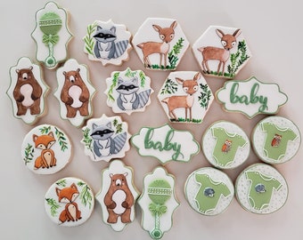 Woodland Creatures Decorated Cookies, Baby Shower Cookies