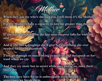 Mothers - Original poetry A4 print digital download