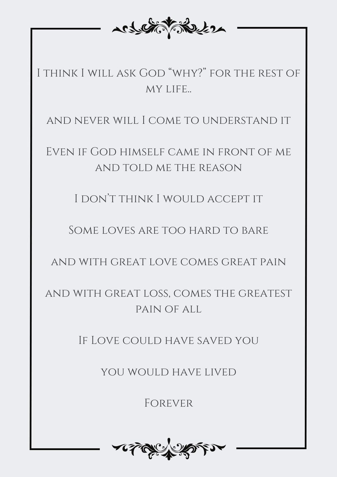 If Love Could Have Saved You - Original Poetry Digital Print Download