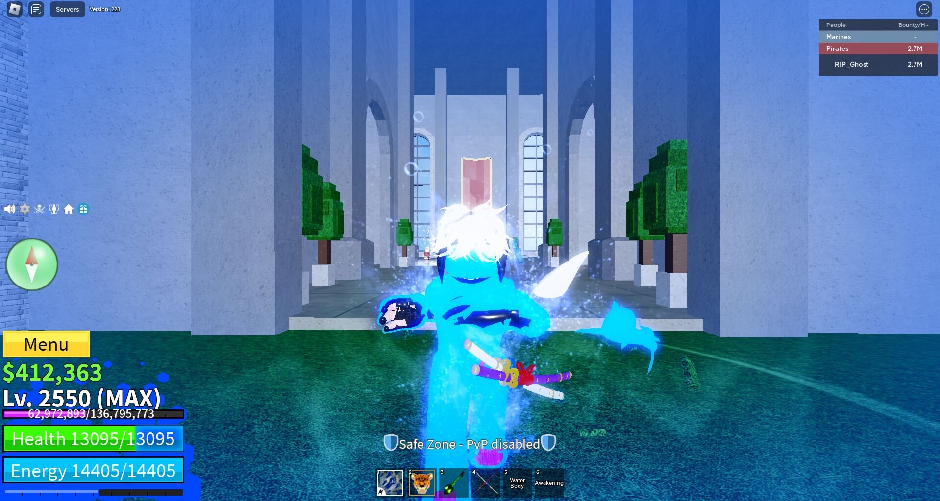 Blox Fruit 2550 lvl GodHuman MAX Dough CDK Dragon Fruit Spirit