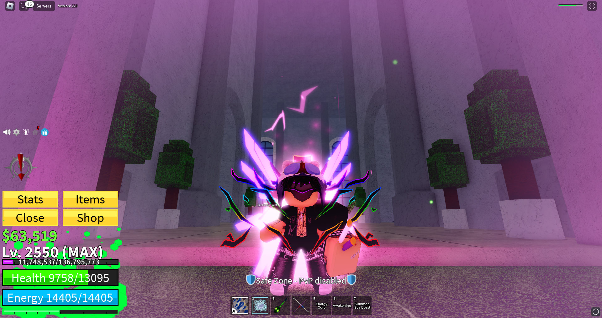 Blox Fruit Account Lv:2450Max, Cyborg V4 - Fall Awaken Dough, GodHuman, Cursed Dual Katana, Hallow scythe, Soul Guitar, Unverified Account