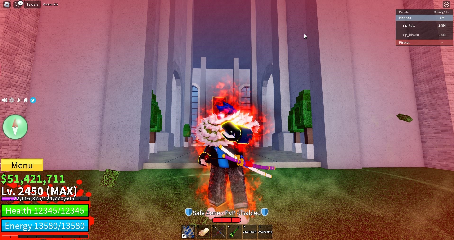 Blox Fruit Account Lv:2450Max, Awaken Dark, GodHuman, Hallow scythe, Soul Guitar, Unverified Account