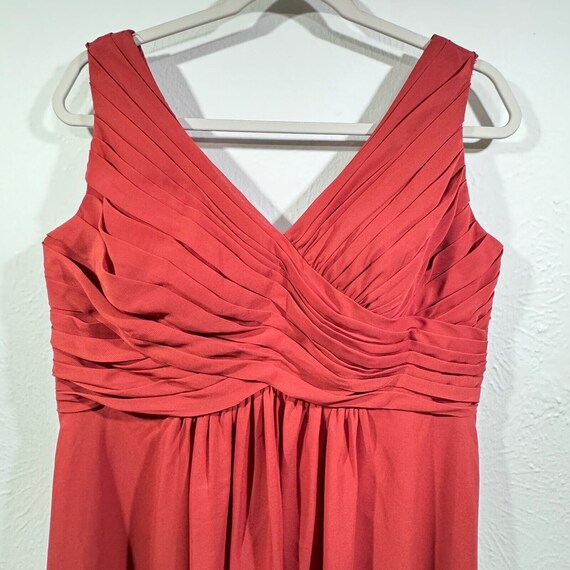 Red Chiffon Dress V-neck JJ's House Crinkle Sleev… - image 8