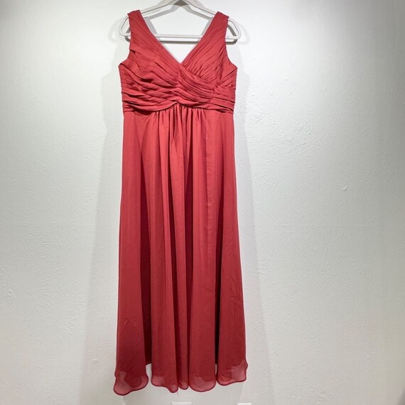 Red Chiffon Dress V-neck JJ's House Crinkle Sleev… - image 1