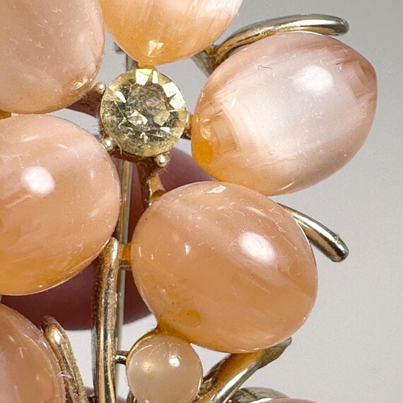 CORO Flower Brooch Vintage Pink Moonstones and Ci… - image 6