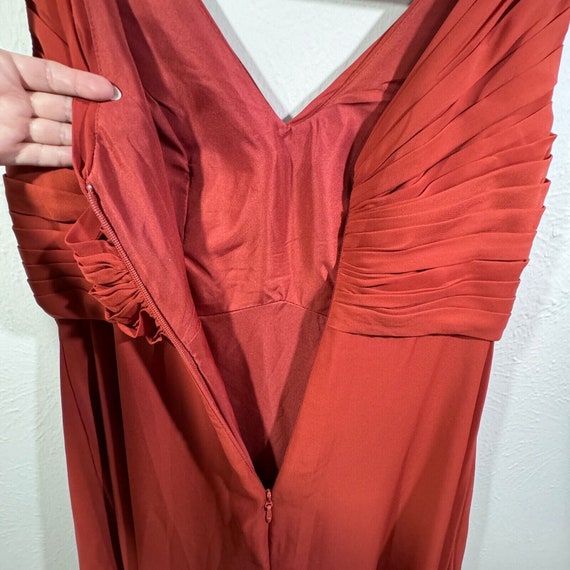 Red Chiffon Dress V-neck JJ's House Crinkle Sleev… - image 5
