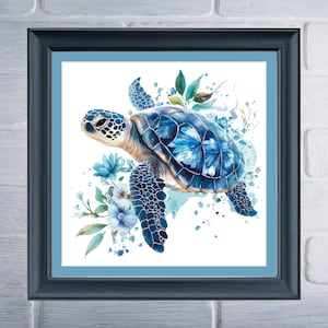 Tropical Turtles 01 Cross Stitch Pattern downloadable PDF - Tropical Turtle Ocean Blue Teals - large print PDF OR Pattern Keeper Compatible
