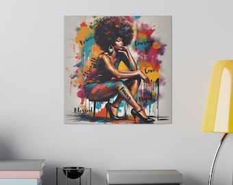 Abstract Graffiti Afro Design | African American Artwork | African American Print | Colorful Abstract Black Art