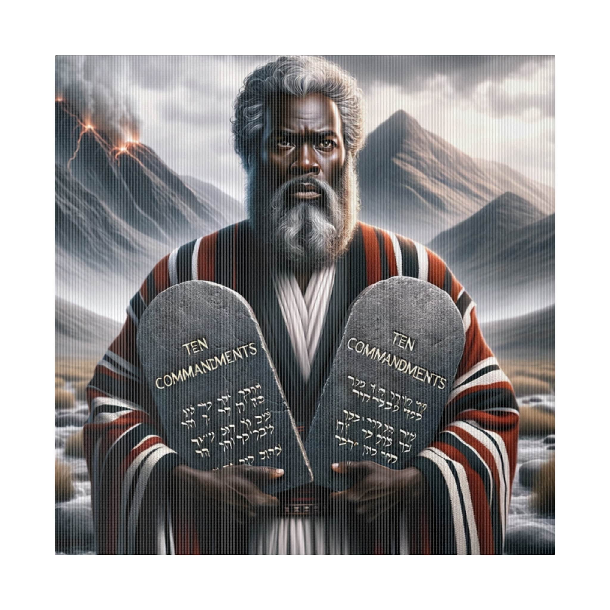 Black Moses Ten Commandments Artwork Ten Commandments Artwork Ten  Commandments Print Faith Matte Canvas, Stretched - Etsy