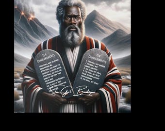 Ten Commandments w/Black Moses Artwork | Ten Commandments Artwork | Ten Commandments Print | Faith Matte Canvas, Stretched