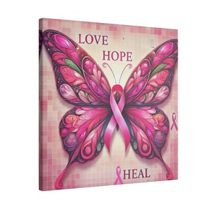 Pink Ribbon Schmetterling Kunst, Hoffnung, Liebe heilen Schmetterling Wanddekor, Krebs Bewusstsein Kunst, Geschenk für sie