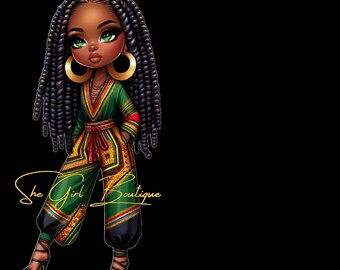 For Crafters Only - Sublimation/DTF - African Print Pants Girl (Bundle)