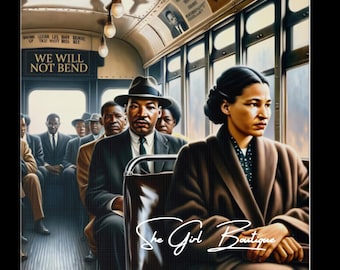 African American Bus Boycott Poster, Black History Art Print, 1950's Civil Rights Movement Decor
