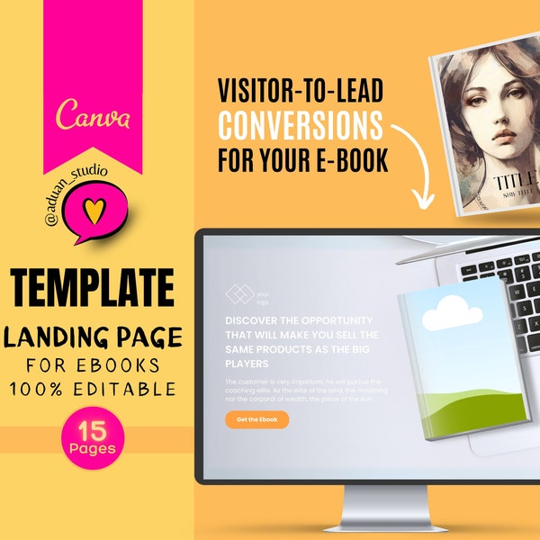 Canva Landing Page Template, 15 Pages, Professional, Editable, and Conversion-Focused, Revolutionize Your E-Book Sales