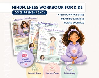 Mindfulness Workbook for Kids 7-12 | Calm Down Activities & Breathing Exercises | Emotional Regulation Printable | SEL Resource