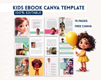 Kids Ebook Canva Template | 75-Page Editable Children's Book | Digital Download for Content Creators