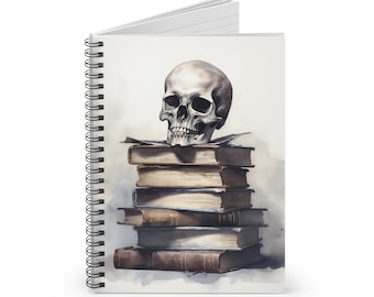 Dark Academia Spiral Notebook, Skull Art Journal, Spiral Note book, Dark Aesthetic Stationery, Personal Diary, Work Notebook, Goth Gift