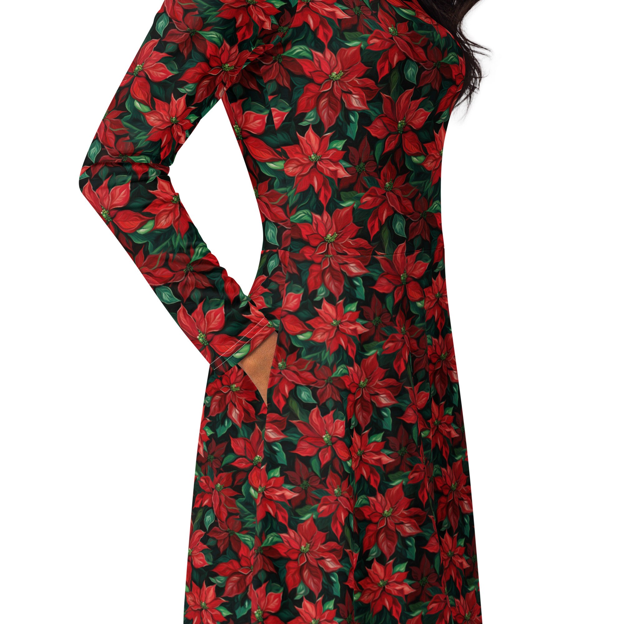 white christmas dresses Tallulah Dress in Green Poinsettia main image 0