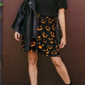 Halloween Skater Skirt, Halloween Skirt, Spooky Season, Women&#39;s Clothing, Pumpkin Dress, Halloween Costume Skirt for Women