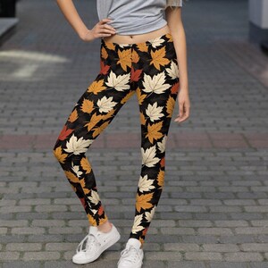 Autumn Leaves Leggings for Women, Fall Vibes, Women's Fall Leaves Yoga Leggings for Hers, Athletic wear, Women's Clothing, Running Tights