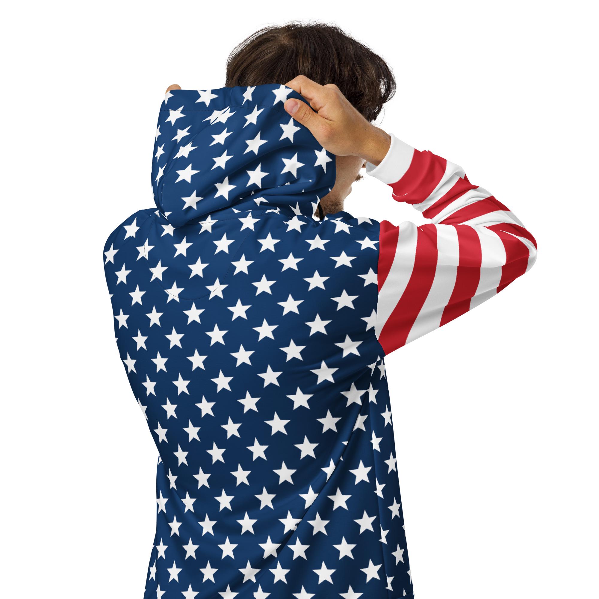 Stars & Stripes Zip Hoodie, USA Hoodie, Comfy Sweatshirt