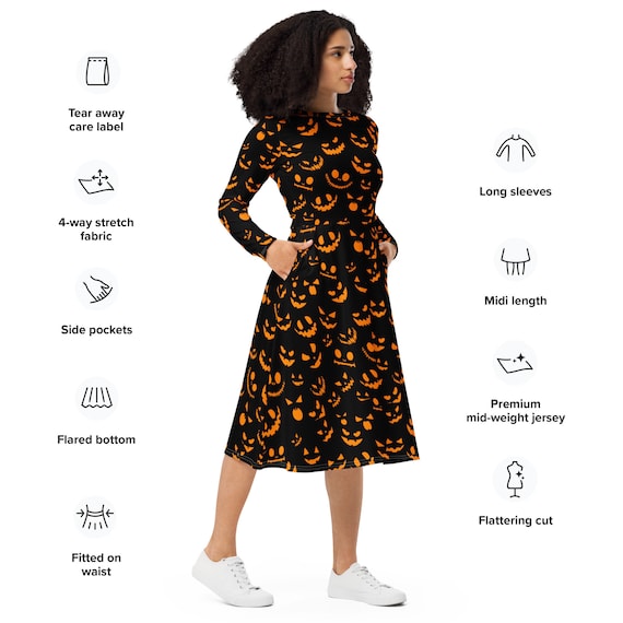 midi halloween dresses for women Amazon.com: For G and PL Halloween Women Party Cute Sexy Loose Fit Dresses  Long Sleeve Knee Length Costume Black Orange Skeleton XS : Clothing, Shoes  & Jewelry