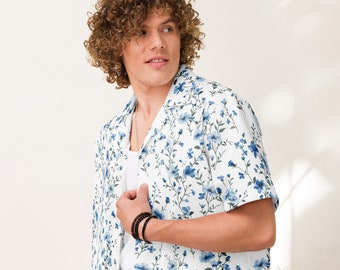 Blue Wildflowers Button-Up Shirt: Summer Cottagecore Style
