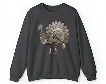 Block Art Turkey Sudadera unisex con cuello redondo, camisa del día de Acción de Gracias, camisa de sudor Fall Vibes, regalo de camisa de otoño familiar, camisa del día de Turquía