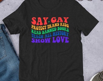 Koszulka Równość, Koszulka Praw Człowieka, Koszulka Duma, Koszulka Say Gay, Koszulka z grafiką Równość, Koszulka z Zakazaną Książką