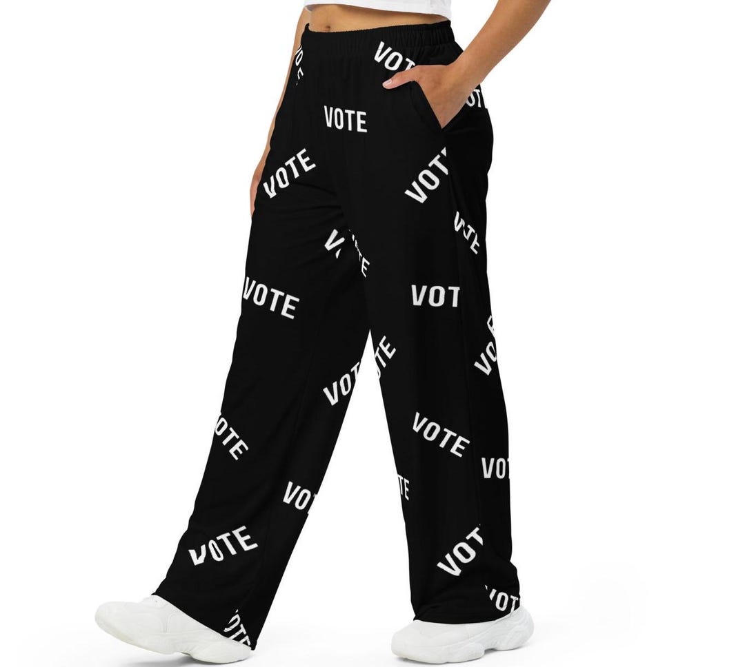Black Vote Wide-leg Sweatpants, Election Season, Vote Pants