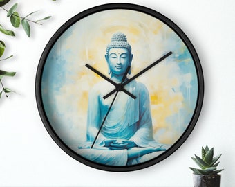 Zen Buddha Wall Clock, Analog Wall Clock, Watercolor Buddha Art, Buddha Wall Art, Silent Clock, Home Decor, Home Office, Housewarming Gift