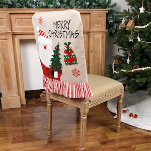 Santa Claus Snowman Decor Christmas Chair Covers, Dining Room, Kitchen Decoration image 1