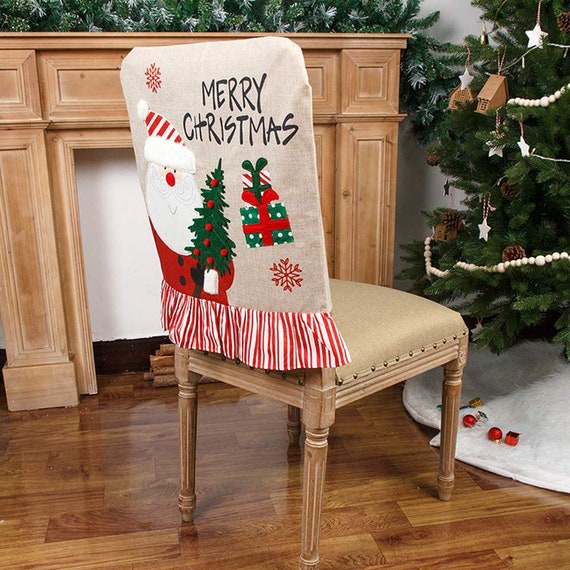 Santa Claus Snowman Decor Christmas Chair Covers, Dining Room, Kitchen Decoration