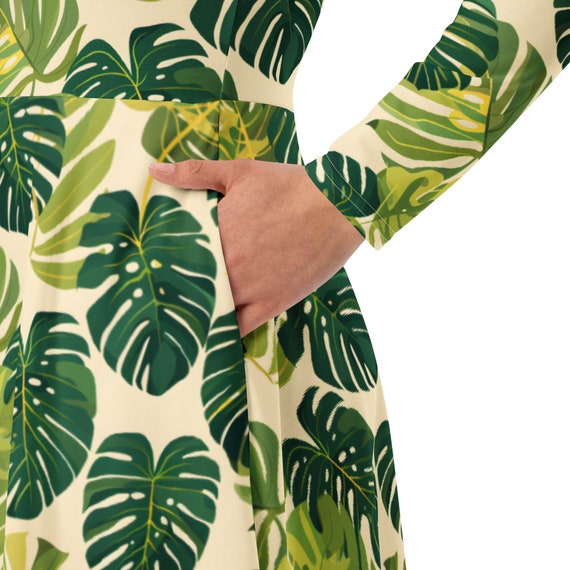 green monstera dress IDA IVY Avec Dress/Green Monstera – Helga May main image 0