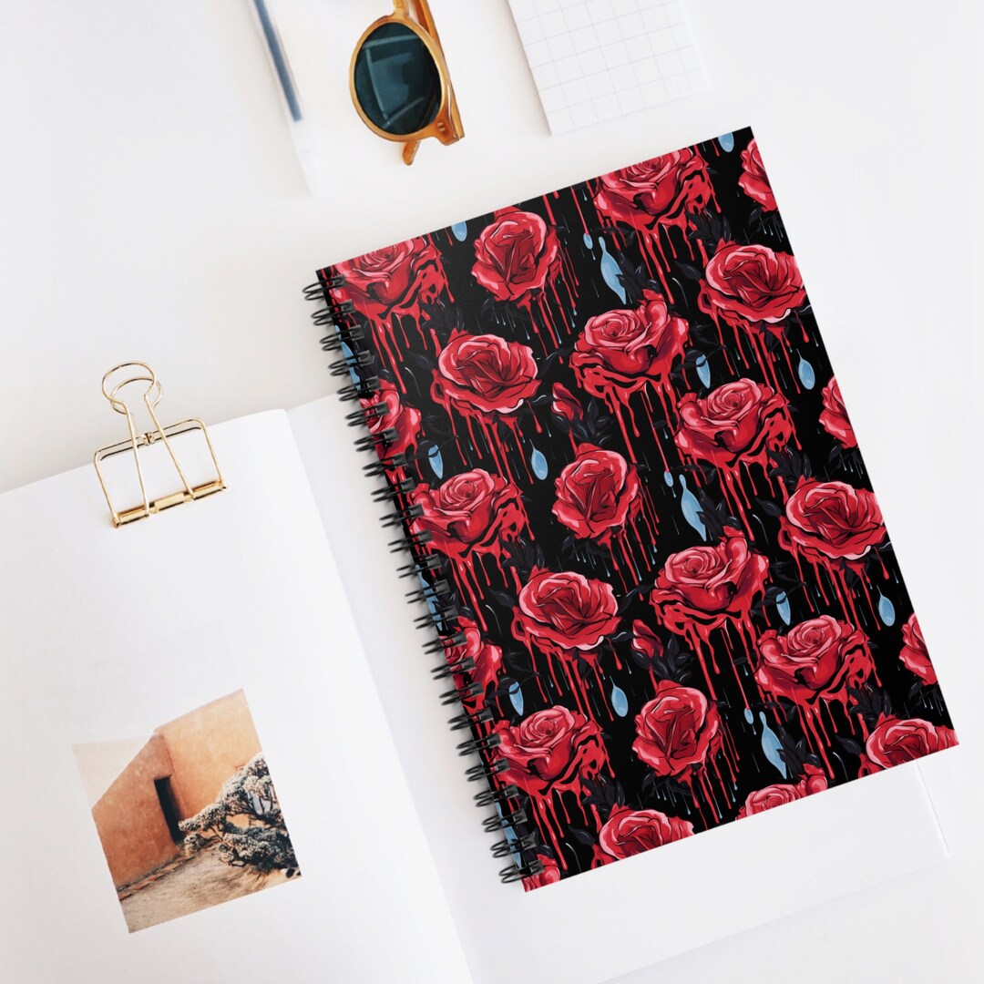 Drip Art Roses Spiral Notebook Ruled Line Unique Floral - Etsy