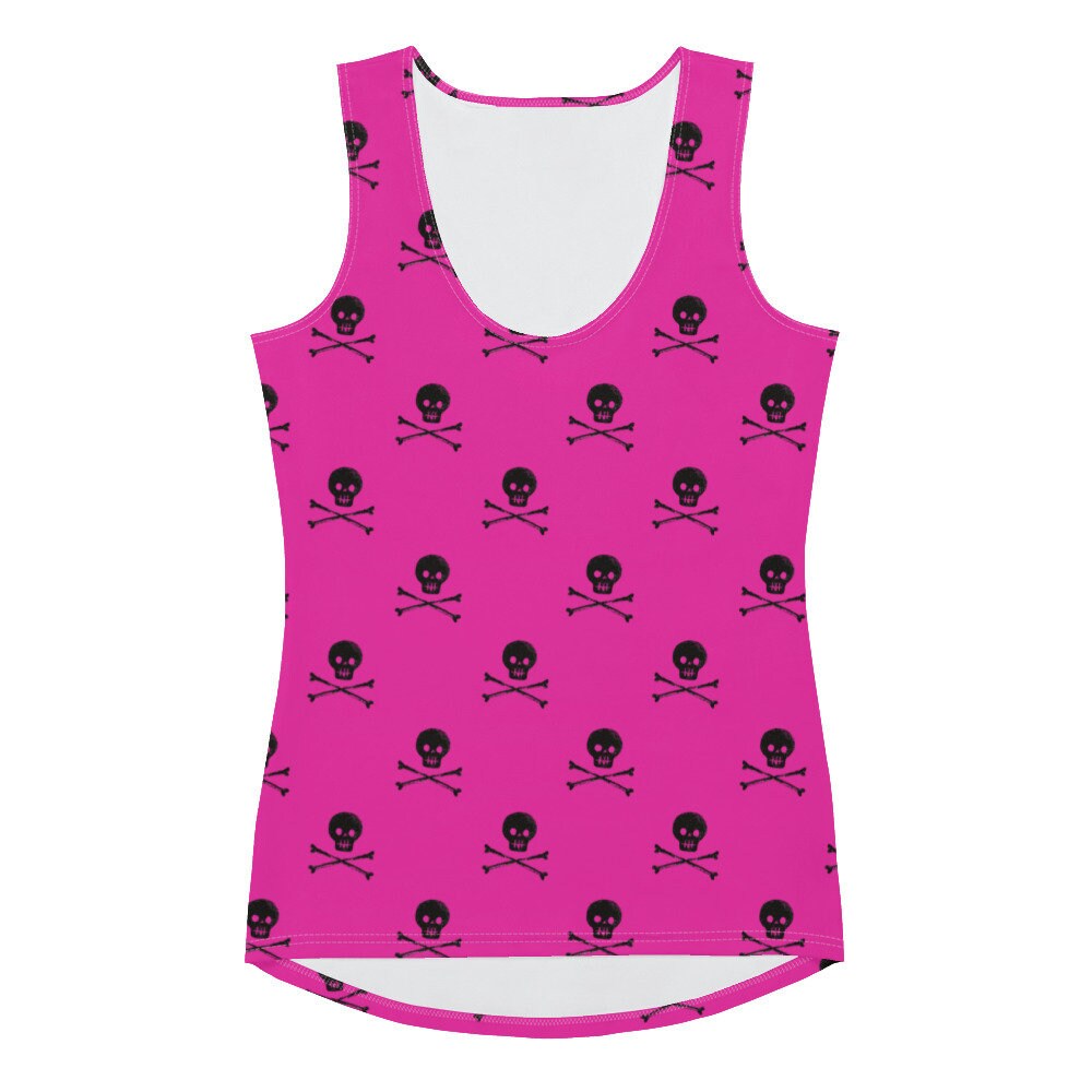 Pink Skull & Crossbones Tank Top, Women's Clothing