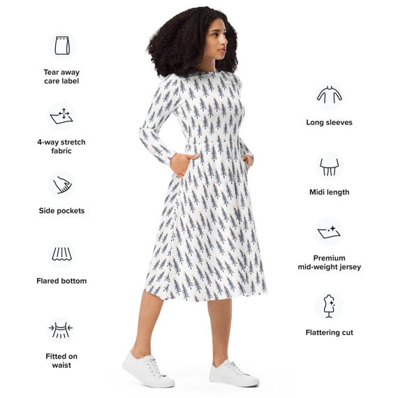 Buy Christmas Trees Long Sleeve Dress With Pockets, Women's Clothing, Christmas  Dress for Women, Modest Dress, Plus Size Dress, Holiday Season Online in  India - Etsy