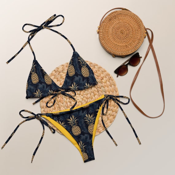 Pineapple String Bikini Women s Swimsuit Plus Size Bikini for Women Pineapple Bathing Suit Triangle Top Etsy