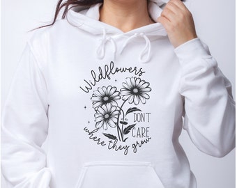 Sweat à capuche graphique fleurs sauvages : sweat-shirt unisexe en coton mélangé