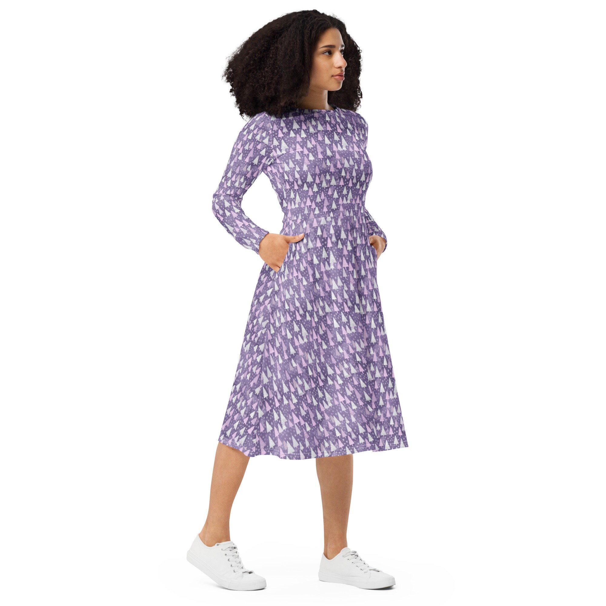 fitted lace wedding dress Leshner Long Sleeve Mini Dress Purple