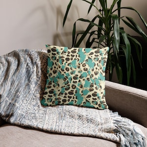Türkises Geparden-Druck-Wurfkissen für die Couch, Tierdruck-Wohndekor-Akzentkissen, Geschenkkissen zur Wohnungserwärmung