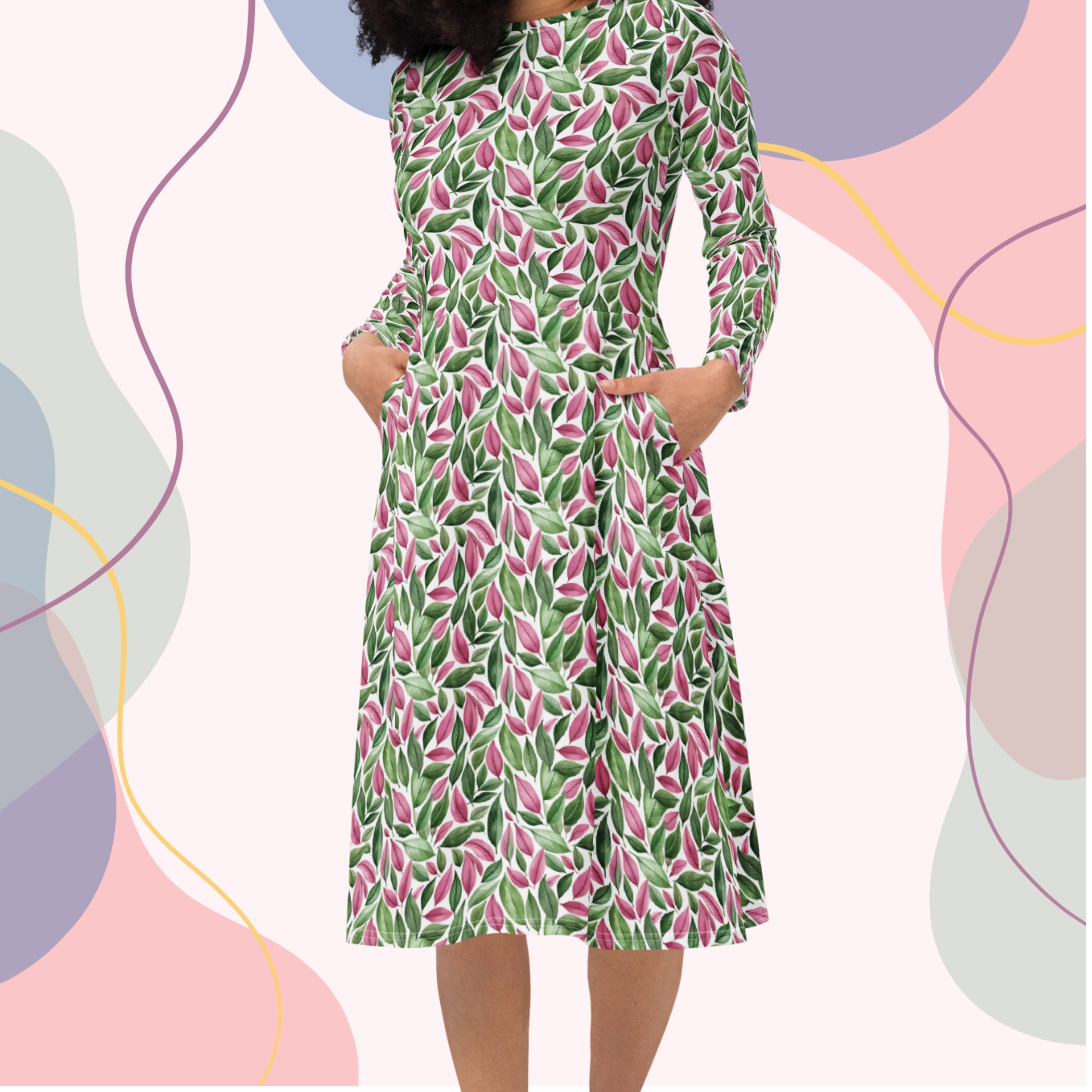 open lace back dress Pink Multi Floral Print Cotton Zip Front Midi Dress - All Dresses