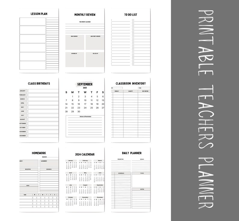 Printable 20242025 Teacher Planner, Classroom Worksheets, Instant Download, Teacher Cheatsheets