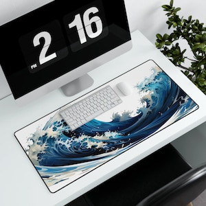Crashing Wave Schreibtischunterlage, großes Mauspad, Home-Office-Dekor, Geschenke für Gamer, rutschfest, niedliches Ozean-Mousepad, Weihnachtsgeschenk