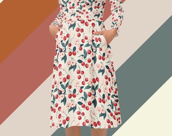 ワンピース Gather Volume Long Dress Cherry Blossom Gather Volume Long Dress Cherry Blossom