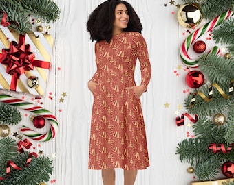 white christmas dresses Festive Modest Christmas Maxi Dress main image 1