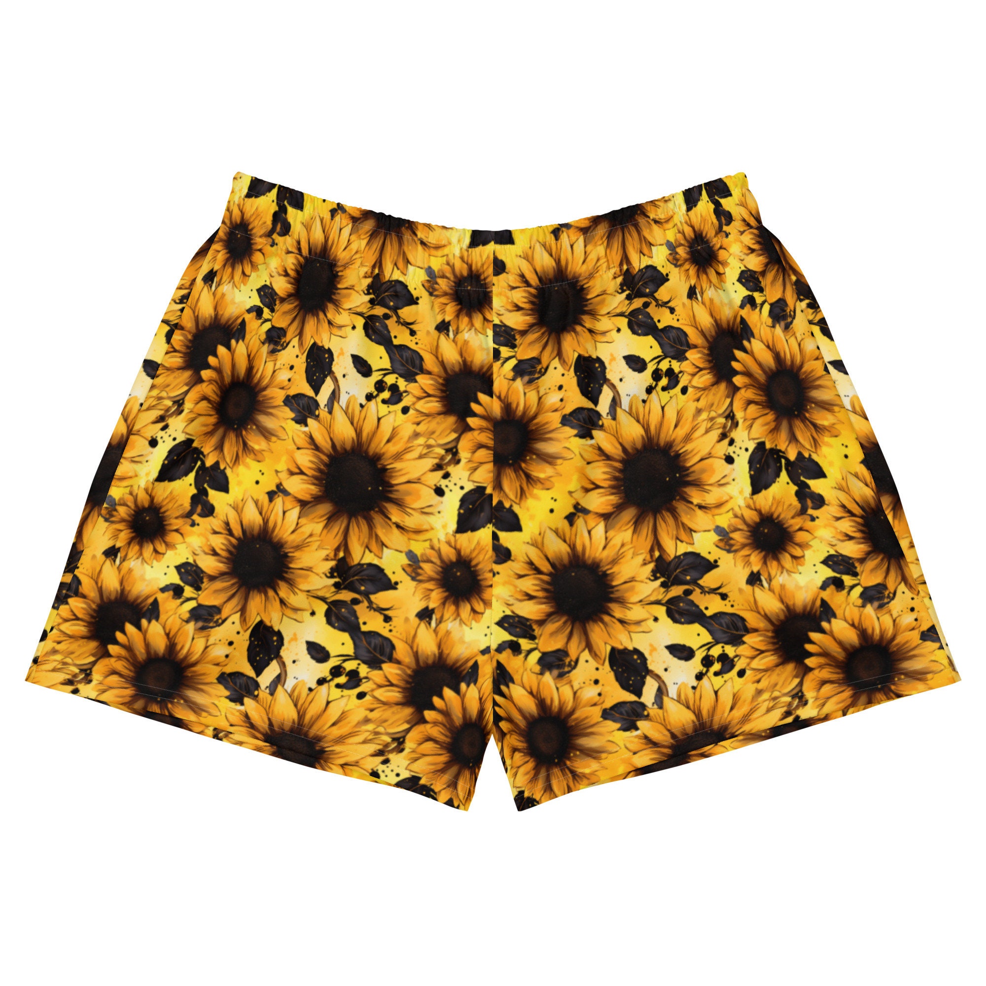 [GRAVER]★SUNFLOWER DRAWING BERMUDA TRAINING SHORTS Sunflower Shorts, Eco-friendly Athletic Shorts, Running