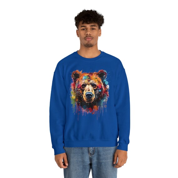 Graffiti Grizzly Bear Crewneck Sweatshirt, Urban Graffiti