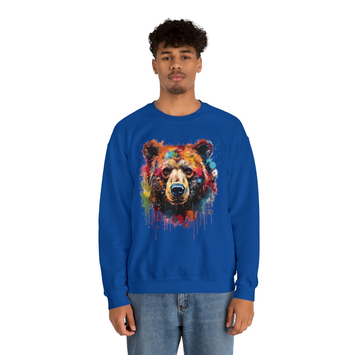 Graffiti Grizzly Bear Crewneck Sweatshirt, Urban Graffiti